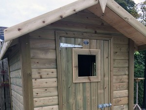 Shed with window in door by Empress Fencing